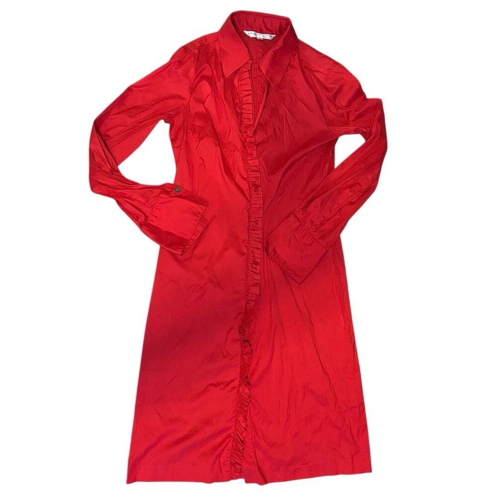 Trina Turk Vintage Style Ruffle Dress❤️ Red Long‑Sleeve Statement Piece - Size 4